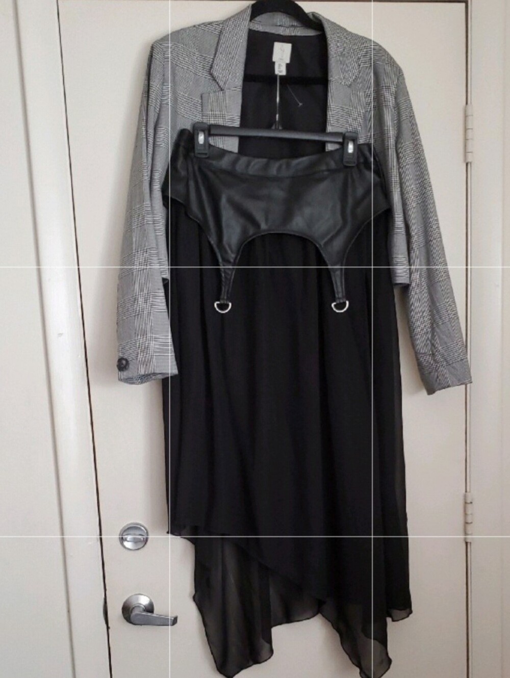 Hot Topic Black Asymmetrical Chiffon Skirt with Faux Leather Waist - Picture 12 of 14